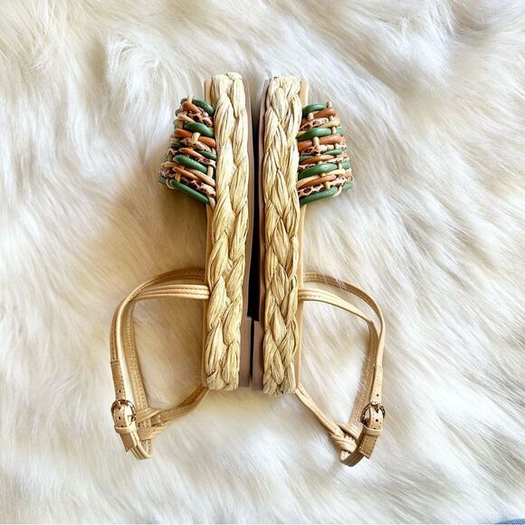 Ulla Johnson Ada Woven Flatform Sandal in Green Tan Size 36 ( 6 US) - Picture 3 of 8